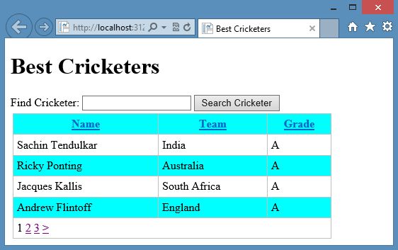 Searching in WebMatrix